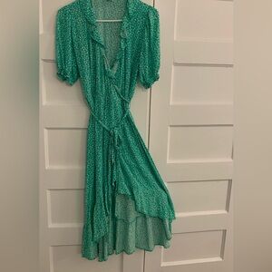 Old Navy Waist-Defined Ruffled Tie-Belt Midi Wrap Dress